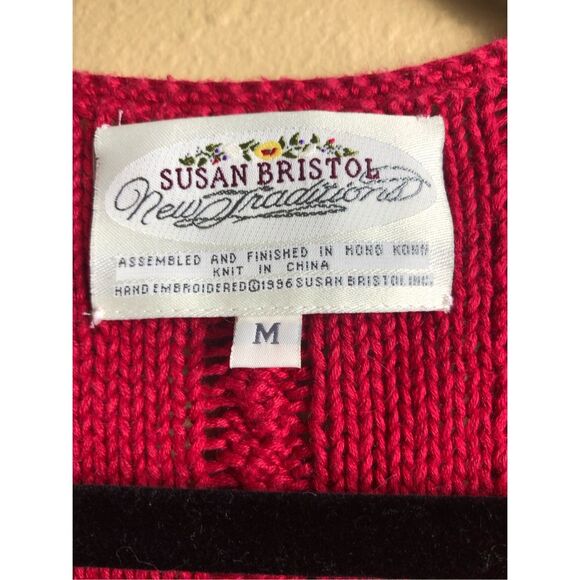 Vintage Susan Bristol Floral Knit Vest Red Size M (1996) - Picture 11 of 13